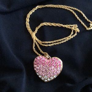 Avon Rhinestone Heart Necklace and a Pin